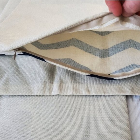 New Canvas Blue and Beige Pattern Pillow Covers pk of 4 ( 17×17") - Picture 6 of 8